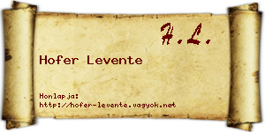 Hofer Levente névjegykártya